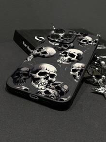 1pc Gothic Skull Print Frosted Edge Phone Case, Compatible With Apple IPhone 11/12/13/14/15/16/16Pro/16ProMax And Galaxy A05/A15/A25/A35/A53/A54/A55/A56/S23/S24/S25
