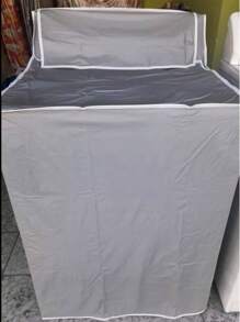Cubierta para lavadora - Cubierta para lavadora de satén resistente - Cubierta ideal para lavadoras de talla grande de 20 kg a 22 kg - Cubiertas, bolsa, organizador y almacenamiento para lavadora y secadora - Plateado - Ver 2
