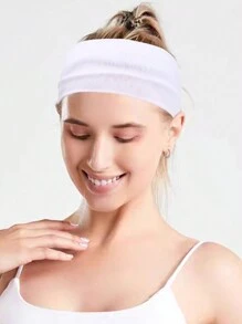 4条男女通用宽发带（约7.5厘米/2.95英寸），简约设计，适合短发和长发，防滑、吸汗、弹性柔软材质，适合瑜伽、跑步、健身运动，可作头巾、吸汗带、发带、秋冬季发箍、女士发饰、度假装扮、优雅围巾、女士头巾、柔软头巾、夏季服装、节日、派对等场合佩戴。 - 白色 - 查看 3