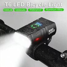 NetHong USB Rechargeable LED Bicycle Headlight Bike Front Rear Light Cycling Lamp UK - Black - View 1