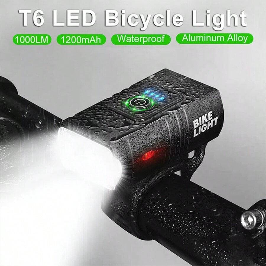 NetHong USB Rechargeable LED Bicycle Headlight Bike Front Rear Light Cycling Lamp UK - Black - View 1