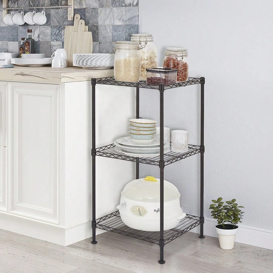 14" L*14" W*28" H Wire Shelving Unit Metal Shelf With 3-Tier Steel Wire Shelving Tower (Black) - màu đen - Xem 1