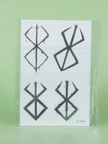1Pc Geometric Temporary Tattoos Waterproof Sweatproof Last For 1-2 Weeks Realistic Herbal Juice Anti-Friction Non-Reflective Faux Black Fake Tattoos For Woman And Men Tattoo Stickers For Arm, Chest, Leg, Abdomen, Waist Modernist Body Art - Black - View 6