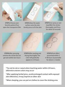 1Pc Geometric Temporary Tattoos Waterproof Sweatproof Last For 1-2 Weeks Realistic Herbal Juice Anti-Friction Non-Reflective Faux Black Fake Tattoos For Woman And Men Tattoo Stickers For Arm, Chest, Leg, Abdomen, Waist Modernist Body Art - Black - View 7