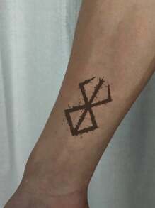 1Pc Geometric Temporary Tattoos Waterproof Sweatproof Last For 1-2 Weeks Realistic Herbal Juice Anti-Friction Non-Reflective Faux Black Fake Tattoos For Woman And Men Tattoo Stickers For Arm, Chest, Leg, Abdomen, Waist Modernist Body Art - Black - View 2