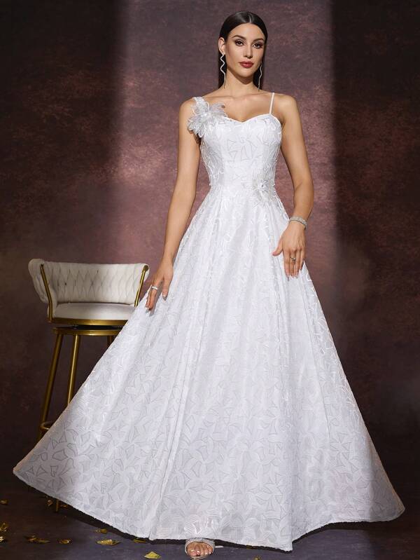 Elegante Lace Up Back Appliqued Cami Vestidos de Chá de Panela