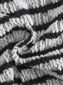Black & White Striped Sexy Bikini Set, For Summer Beach Vacation