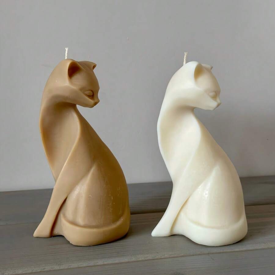 Cat Candle Molds - Art And Home Decor, Plaster And Epoxy Resin Casting Supplies, Candle Silicone Molds - White - View 1