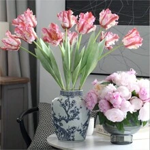 3pcs Parrot Tulip Artificial Flowers, Real Touch, Long Stems, Suitable For Bedroom, Living Room, Dining Room, Office, Cafe Tabletop, Home Decor, Aesthetics, Room Decoration, Wedding Party, DIY Spring Festival New Year Decor, Spring/Summer Decor, Premium Elegant Synthetic Tulips Easter Gifts Birthday Graduation