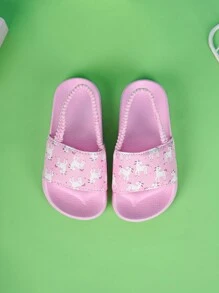 儿童/幼儿恐龙印花防滑露趾系带平底休闲舒适凉鞋，适合夏季 - 粉色 - 查看 6