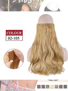Synthetic No Clip Wave Hair Extensions Ombre Natural Black Blonde Pink One Piece False Hairpiece Fish Line Wig Piece Synthetic No Clip Invisible Wire Hair Extensions Straight Black Blonde One Piece False Hairpiece Hair Extension - Multicolor - View 26