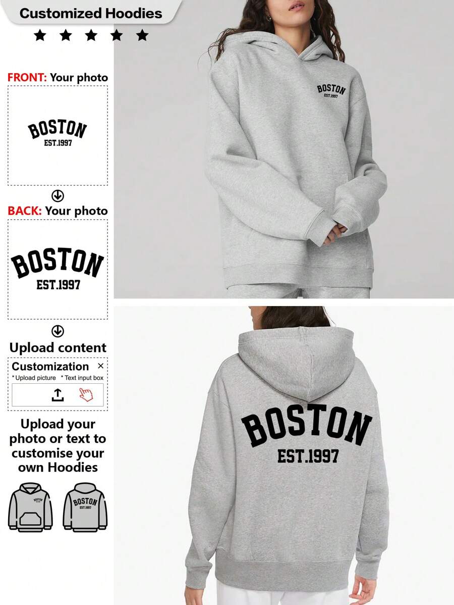定制时尚女式套头连帽衫，添加照片、正面和背面，礼物、周年纪念日、派对