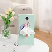 1pc Puff Skirt Girl Face Tissue Box, Cartoon Anime Girl Tissue Box, Cute Desktop Decor, Flared Skirt Box, Multi-Functional Cartoon Tissue Box, Creative Living Room Coffee Table Tissue Box, Storage Box, Napkin Dispenser - متعدد الألوان - مشاهدة 14