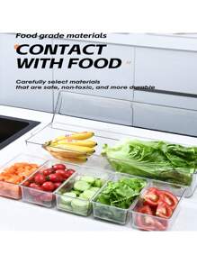 1 pièce Boîte de conservation de salade à compartiments multiples avec plateau amovible et couche de réfrigération, utilisée pour les assaisonnements, les pique-niques et les fêtes - Couleur transparente - Voir 6