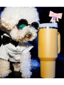 1/2/3 件粉色吸管盖，适用于 10 毫米（0.4 英寸）玻璃杯硅胶吸管盖，蝴蝶结吸管盖，适用于 40 盎司和 30 盎司杯的吸管盖