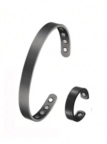 1 Pc/1set Copper Bracelet For Men And Women, 99.9% Pure Copper Magnetic Bangle With 6pcs 3500 Gauss Magnets, Adjustable Jewelry Gift - Bronze - View 10