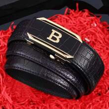 1 pieza Cinturón automático de hebilla para hombres, con textura de cocodrilo, cinturón minimalista casual para negocios, adecuado para adolescentes, casual de verano, al aire libre, deportivo, vacaciones, regalos de graduación, accesorios de cumpleaños, uso diario - Mismo estilo - Ver 8
