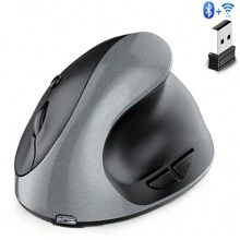 Souris verticale sans fil ergonomique Bluetooth 5.0 à double mode 1600 DPI réglable, 6 boutons, souris silencieuse rechargeable sans fil pour Win/Android/iOS (500 mAh)