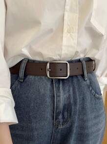 1 szt. Czarny, unisexowy pasek ze skóry PU z klamrą w stylu vintage, odpowiedni do jeansów, uniwersalny i na co dzień, idealny dla mężczyzn i kobiet na lato, do szkoły, na jesień i na Halloween