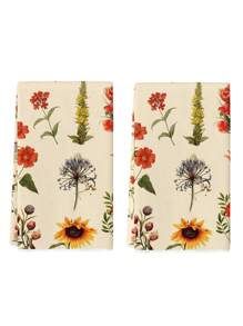 2pcs Vintage Mushroom Kitchen Towels Brown Beige Dish Towels Retro Botanical Hand Drying Tea Towels For Cooking Baking Party Supplies