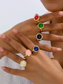 1pc 18K Gold Plated Copper Faux Watch Model Ring, High Quality Elegant Niche Fashion Design Enamel Coated Ring, Time Stopped At 13:14, Mother's Day Gift (Hands Do Not Move)