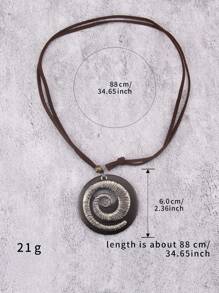 1 Set Of 3pcs Wooden Bead Necklaces, Including Creative Vintage Christmas Tree, Distressed Spiral Metal, And Retro Letter & Crooked Heart Alloy Pendant Necklaces, Unisex Sweater Chain, Gift For Friends And Family - Round Wooden Sign - View 10