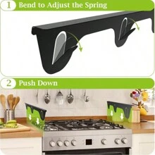 两个炉灶缝隙盖，长 23.4 英寸，宽 0.79 英寸，采用银色不锈钢材质制成，适用于填补厨房炉灶侧面和台面之间的缝隙。它们耐热，有效保护炉灶缝隙的填充，是厨房炉灶缝隙的理想选择 - 彩色 - 查看 4