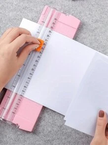 1 pieza Cortador de escritorio portátil deslizante (Adecuado para estudiantes) Mini cortador de papel A4 Cortador de fotos plegable y deslizante conveniente Cortador de papel de plástico de oficina - Multicolor - Ver 5
