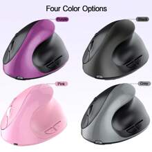 Souris verticale sans fil ergonomique Bluetooth 5.0 à double mode 1600 DPI réglable, 6 boutons, souris silencieuse rechargeable sans fil pour Win/Android/iOS (500 mAh)