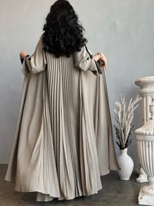 阿巴雅长袍女装穆斯林长袍优雅连衣裙，欧式和迪拜风格，端庄的开斋节装扮 - 杏色 - 查看 7