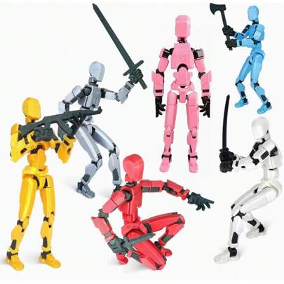 1 pieza Muñeca móvil intelectual infantil T13 robot de ensamblaje DIY impreso en 3D con múltiples articulaciones, juguete anti-estrés, decoración de escritorio para gamers, adecuado para niños y niñas de 6+ años, regalo de Año Nuevo/Cumpleaños