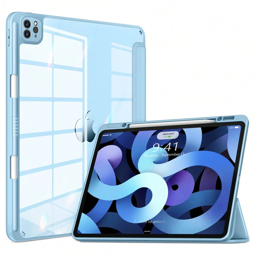 DTTOCASE IPad Pro 12.9 Case For 6th/5th/4th/3rd Gen (2022-2018) & IPad Air M3/M2 13 Inch (2025/2024) – Clear Protective Cover With Built-In Apple Pencil Holder, Auto Sleep/Wake & Camera Protection - 天藍色 - 查看 1