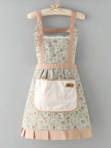 1pc Halloween Cute Princess Striped -Linen Printed Apron, Waterproof Oil-Proof, Fashionable Kitchen Cooking Apron With Pockets For Home And Restaurant Use, Polyester Knit Fabric, Halloween Gifts