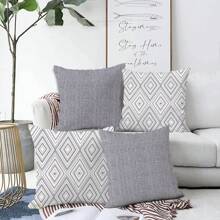 4pcs Bohemian Style Sofa Bed Headboard Cushion Covers, Soft Linen Printed Pattern Pillowcases, 45x45cm, Pillow Insert Not Included, Simple Gift, Sofa Cushions, Star, Decorative Style, Easy To Use, Pillow, Sofa Pillows, Home Decor