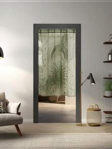 1 件简约太阳和月亮蕾丝杆窗帘、半窗帘、房间隔断 - 綠色 - 查看 3