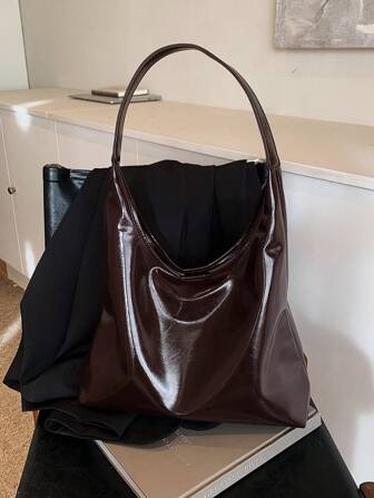 极简主义闪亮皮革单肩手提包，斜挎手提包小包，独特简约设计女士钱包