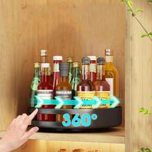 Rotating Storage Rack, Rotating Spice Rack, Carbon Fiber Kitchen Countertop Organizer, Round Metal Turntable Organizer For Cabinet Kitchen Refrigerator Vanity