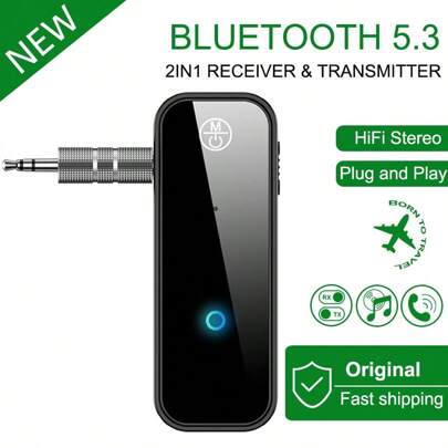 VAORLO Bluetooth 5.3 Audio Receiver Transmitter Hansfree Call 3.5mm AUX Jack Stereo Music Wireless Adapter For TV PC Car Kit Bluetooth Headset Speaker.Does Not Support TF Card