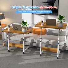 Table d'ordinateur Mobile avec plateau 60x40cm, Table pour Ordinateur Portable avec Hauteur Réglable 69-90cm, Table de Canapé Roulante pour Lit Bureau Debout,  Facile à déplacer avec roulettes, Blanc / Chêne
