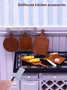 5pcs Mini Kitchen Cutting Board, Dollhouse Food Accessories, Steak Coasters, Mini Models, Halloween/Thanksgiving/Christmas Gifts