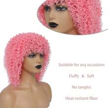 Kinky Curly Wigs Short Curly Afro Wig With Bangs For Women 12 Inch Easy To Use Wig Afro Synthetic Natural Wig For Daily Use