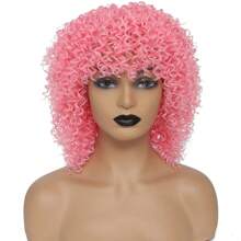 Kinky Curly Wigs Short Curly Afro Wig With Bangs For Women 12 Inch Easy To Use Wig Afro Synthetic Natural Wig For Daily Use