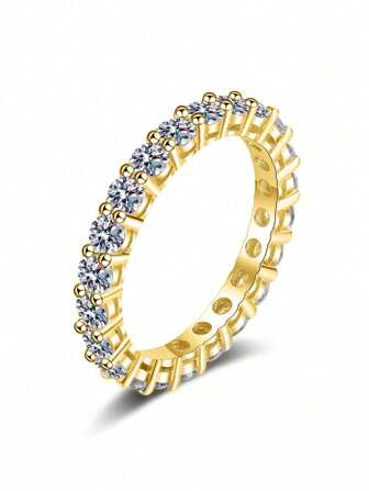 1 件高闪耀水滴排戒指高碳戒指，S925&925 纯银优雅简约精致女士戒指，精致独特的设计，适合婚礼、订婚周年纪念精致女士珠宝礼物