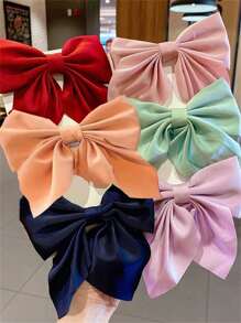 6 chiếc kẹp cá sấu nơ ruy băng màu trơn thời trang cỡ trung cho trang phục thường ngày đi chơi - Nhiều màu - Xem 9