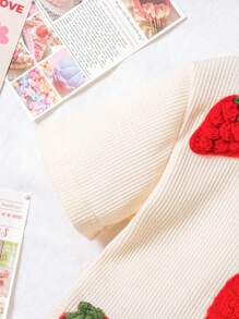 Set de 2 piezas para niña joven: Top de punto de manga corta con estampado de fresa y falda plisada. El dulce top de punto con estampado de fresa combinado con la clásica falda roja plisada crea un atuendo cómodo pero a la moda que resalta perfectamente la actitud juguetona de una niña pequeña. Apropiado para uso diario, reuniones con padres e hijos o sesiones de fotos de verano, haciendo que su pequeña sea el centro de atención. Talla para niñas de 4 a 7 años, primavera/verano. - Albaricoque - Ver 5