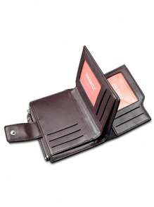SHABILI Men's Short Style Wallet Fashion New Ultrathin Card Holder Youth Clasp Vertical Business Soft Leather Business Casual For Men Wallet Purse Wallet Men Wallet Leather
