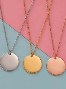 1pc Custom Photo Pendant Necklace - Stainless Steel, Geometric Circular Design DIY Gift - Perfect Gift For Mother's Day, Valentine's Day, Birthday, Wedding Etc., Mirror, Grandma's Day, Homecoming, Anniversary