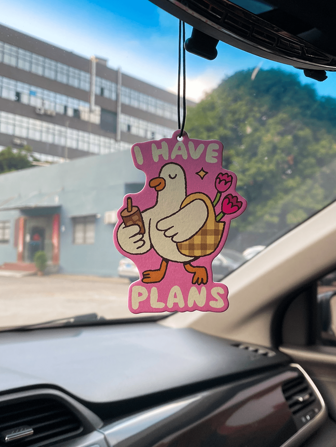 有趣可爱的“我有计划”励志短语图案，汽车空气清新剂 - 悬挂式后视镜香味片，酷炫汽车装饰，纸质汽车空气清新剂组合套装，多种设计，送给朋友的最佳礼物