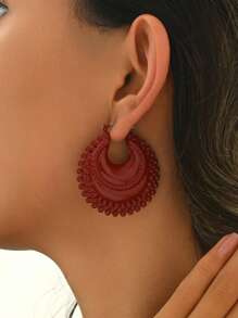 1 paire de boucles d'oreilles de mode à forme d'ellipse asymétrique avec design de sac chance, convient pour le port quotidien pour les femmes