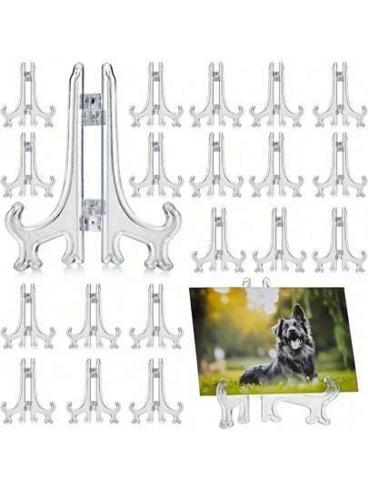 1/5pcs Plate Display Stand, Foldable Card Stand, Photo Frame Stand, Photo Book Base Stand, Suitable For Home Decoration, Acrylic Picture Stand, Plastic Picture Stand Mini Transparent Acrylic Picture Stand, Suitable For Wedding And Birthday Home Decoration, Various Sizes Of Small Display Stand Mini Picture Stand, Suitable For Pictures, Photos, Photo Frame, Small Plates, Sports Cards, Art Desktop Gifts Graduation